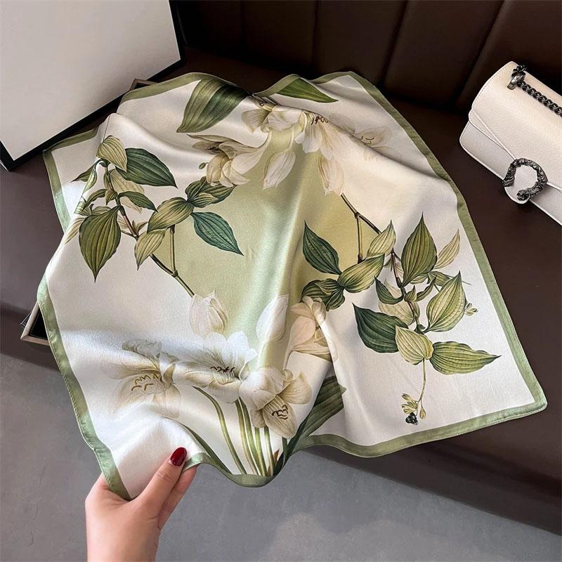 New 100% Natural Real Silk Scarf Fashion Women Summer Beach Small 53*53cm Neck Scarves Shawl Bandana Hijab Pashmina Poncho 2026