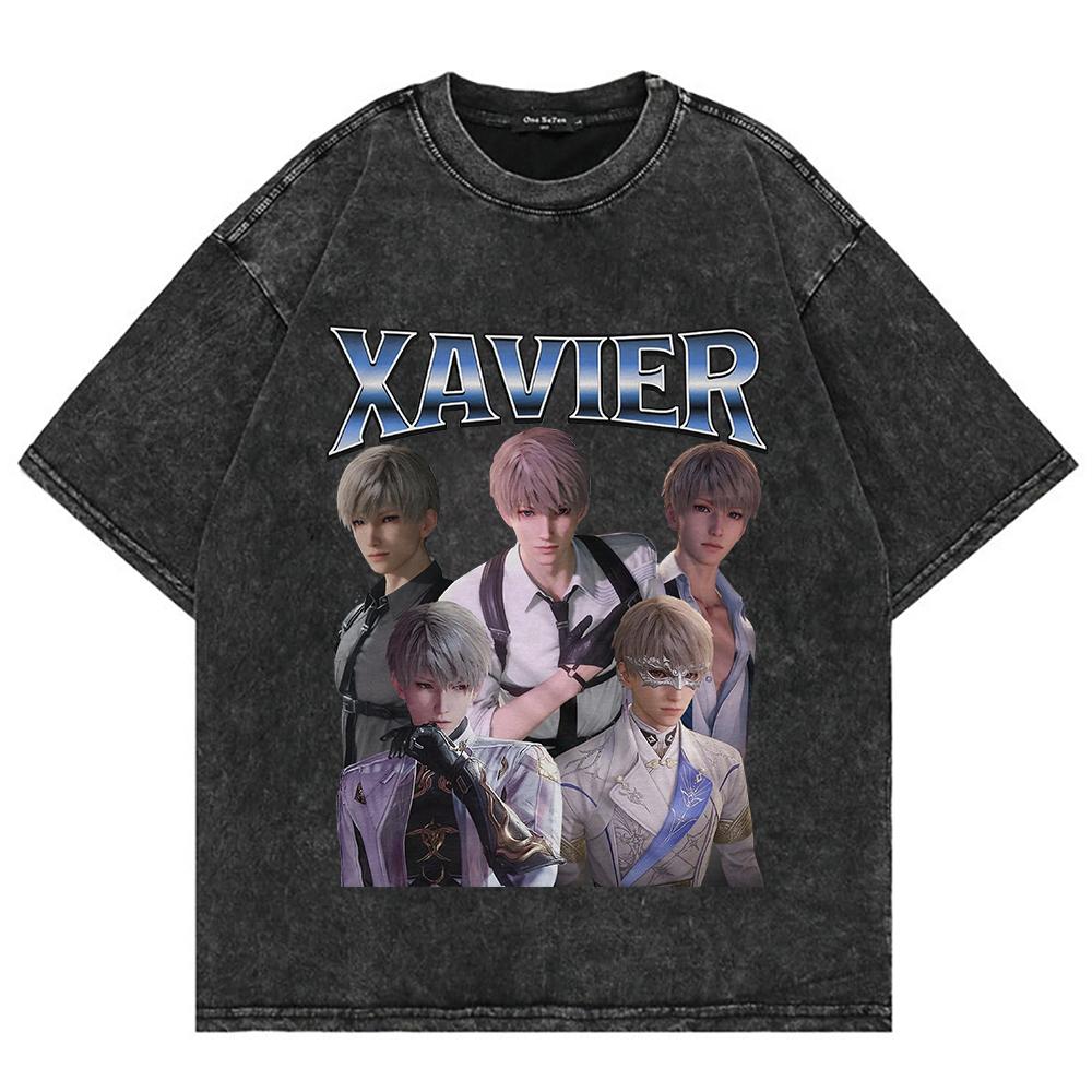 

Cotton Acid Washed Vintage T Shirt Fashion Men Game Rafayel Xavier Sylus Love and Deepspace Tshirt Unisex Mineral Wash Tees S