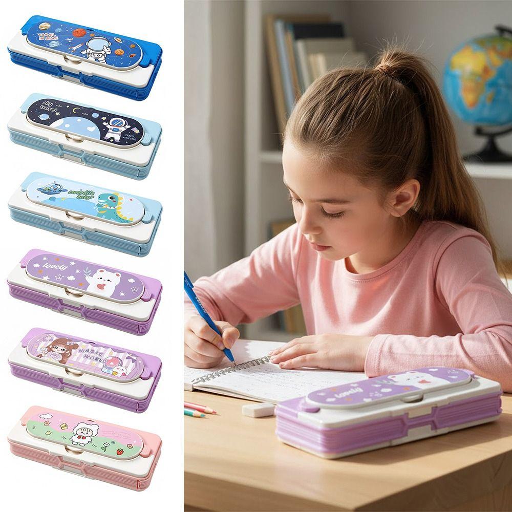 Multifunktionale Schreibwarenbox Mechanisches Stifteetui Cartoon Federmäppchen Schulsachen