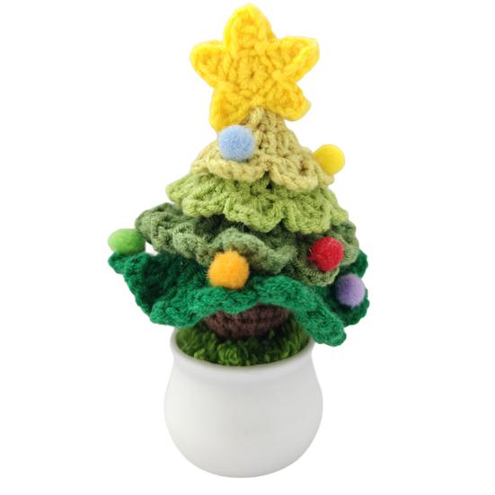 Christmas Yarn Ornament Bright Color Xmas Tree Star Shape Knitted Tree