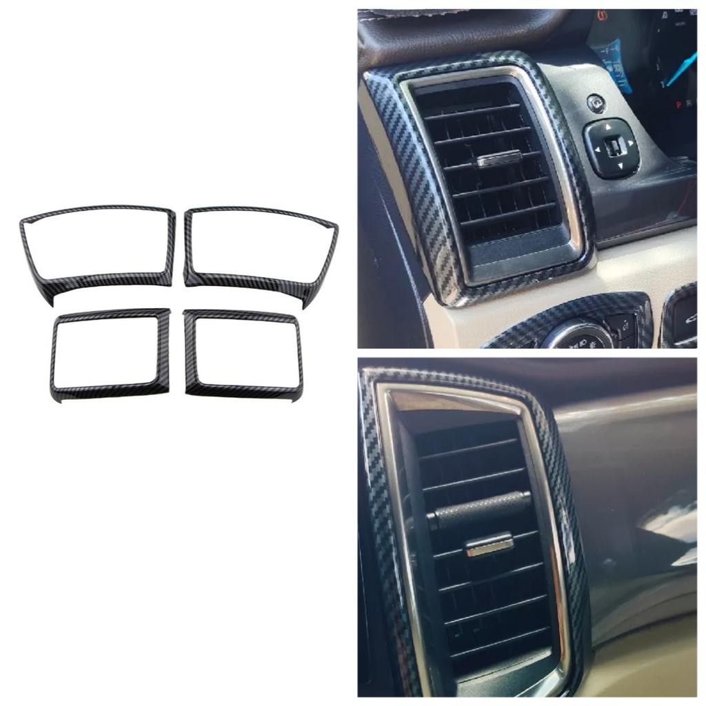Imitaiton Carbon Fiber Front Air Outlet Frame Cover Trim Car Interior Decorative for Ford RANGER T6 T7 T8 Everest 2015-2020