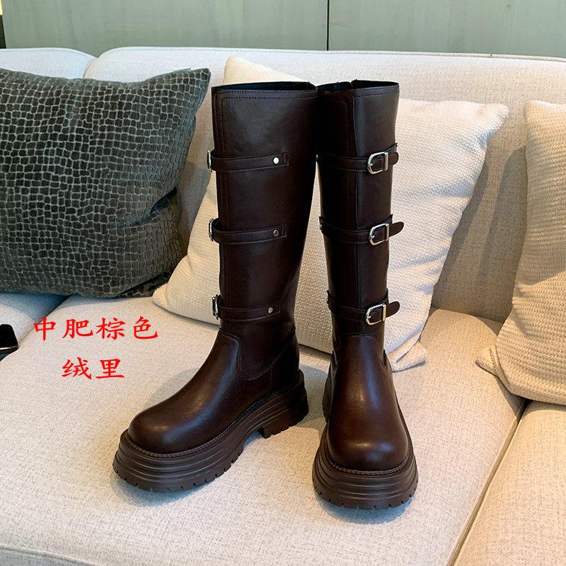 Dicke Beine großer Wadenumfang Winter neu dick mm lange Stiefel Motorradstiefel Herbst und Winter hohe Stiefel dicke Sohle große Größe Damenschuhe