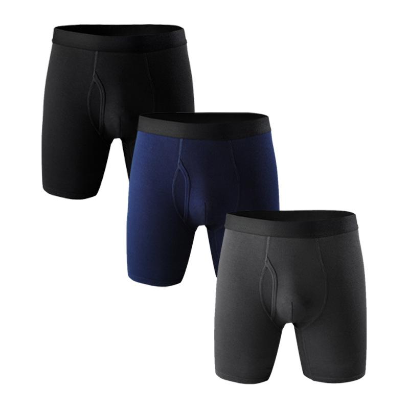 Men's panties Modal seamless sports anti-wear leg five-point pants mid-waist side opening boxers men