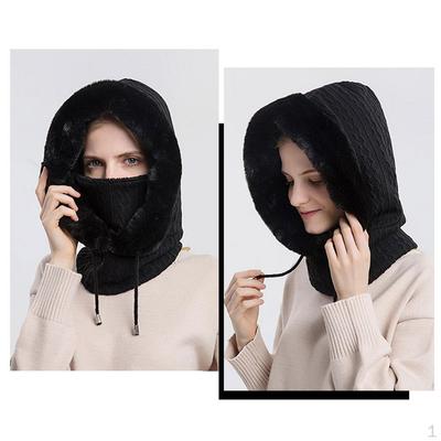 3-in-1 Hutschal-Set Damen Winter Beanie Mund Fleece Strickabdeckung Mit Kapuze für Damen Ski Mädchen