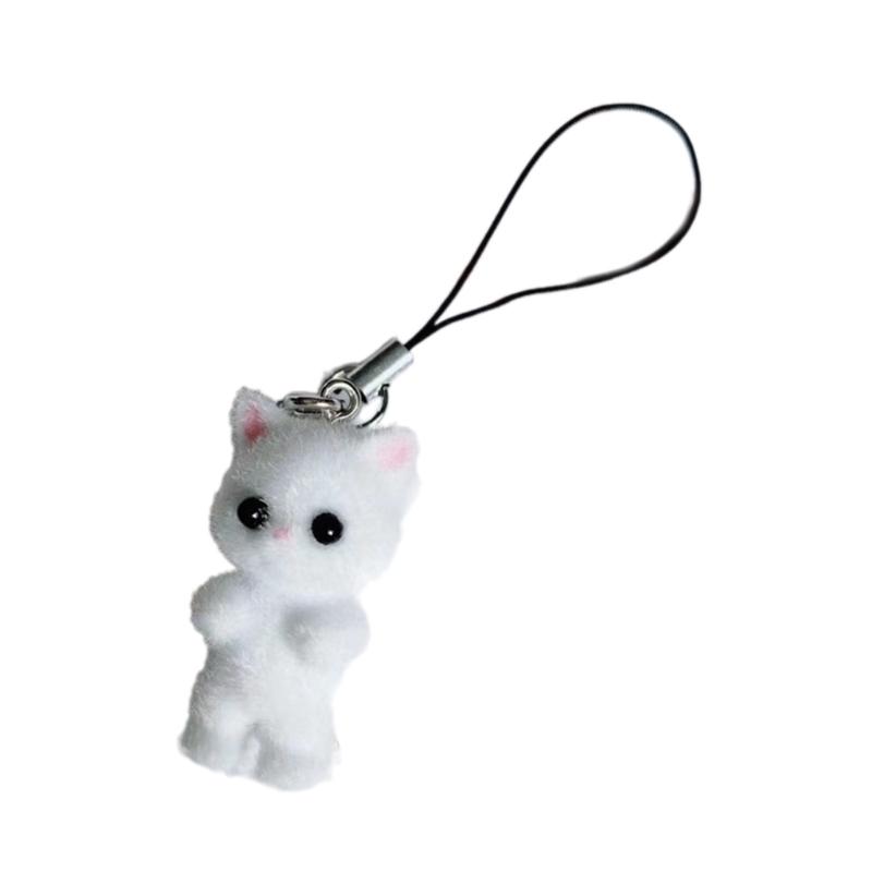 

Cat Keychain Phone Pendant Cat Keyrings Phone Chain Cat Key Holder Car Key Accessaries Fun Souvenirs Gift for Cat Lover білий