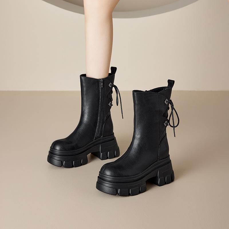 

Inner Height Increasing Martin Boots Women s New Brown Knight Short Boots Versatile Medium Tube Autumn Women s Boots 34 чёрный