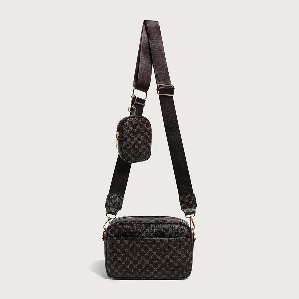 

Передний карман для хранения, многослойное пространство, маленькая квадратная сумка, премиум, ретро с принтом, кроссбоди, на плечо, женская сумка с мини-кошельком для мелочи