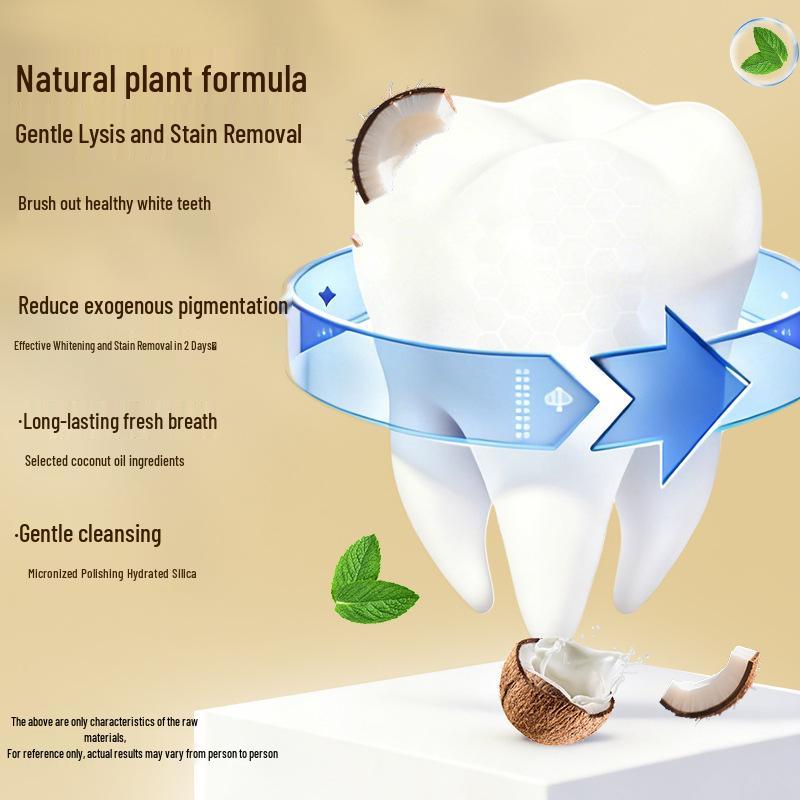 Korean Botanical Coconut Oil Whitening Toothpaste - Fresh Coconut Scent for Brightening Teeth and Fresh Breath