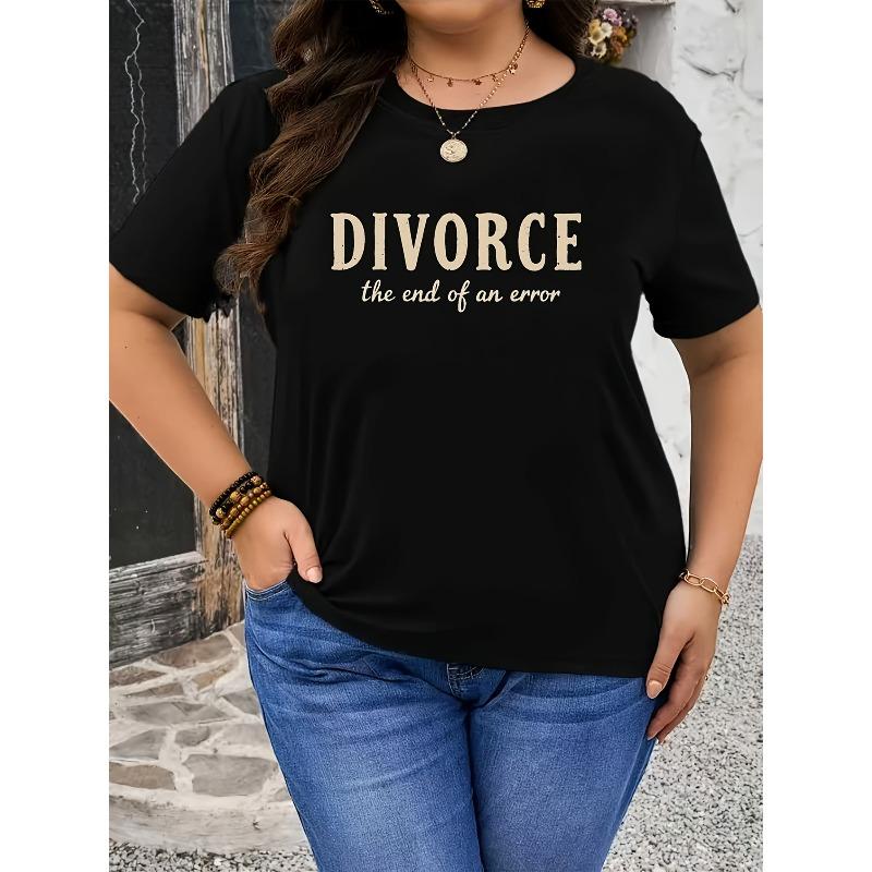 

Women s T-shirt, Divorce: The End of a Wrong Summer Print, Black Short-sleeve Crewneck Printed T-shirt - Machine Washable, Suitable for Spring S чёрный