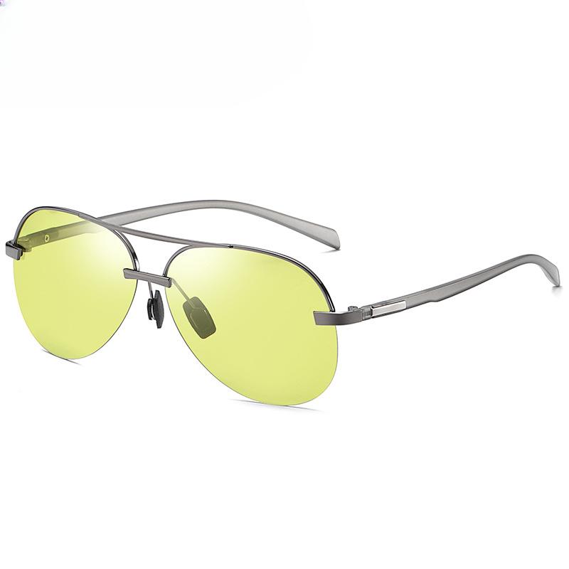 Half-frame Polarized Sunglasses Trend Anti-ultraviolet Toad Glasses Color-changing Night Vision Goggles