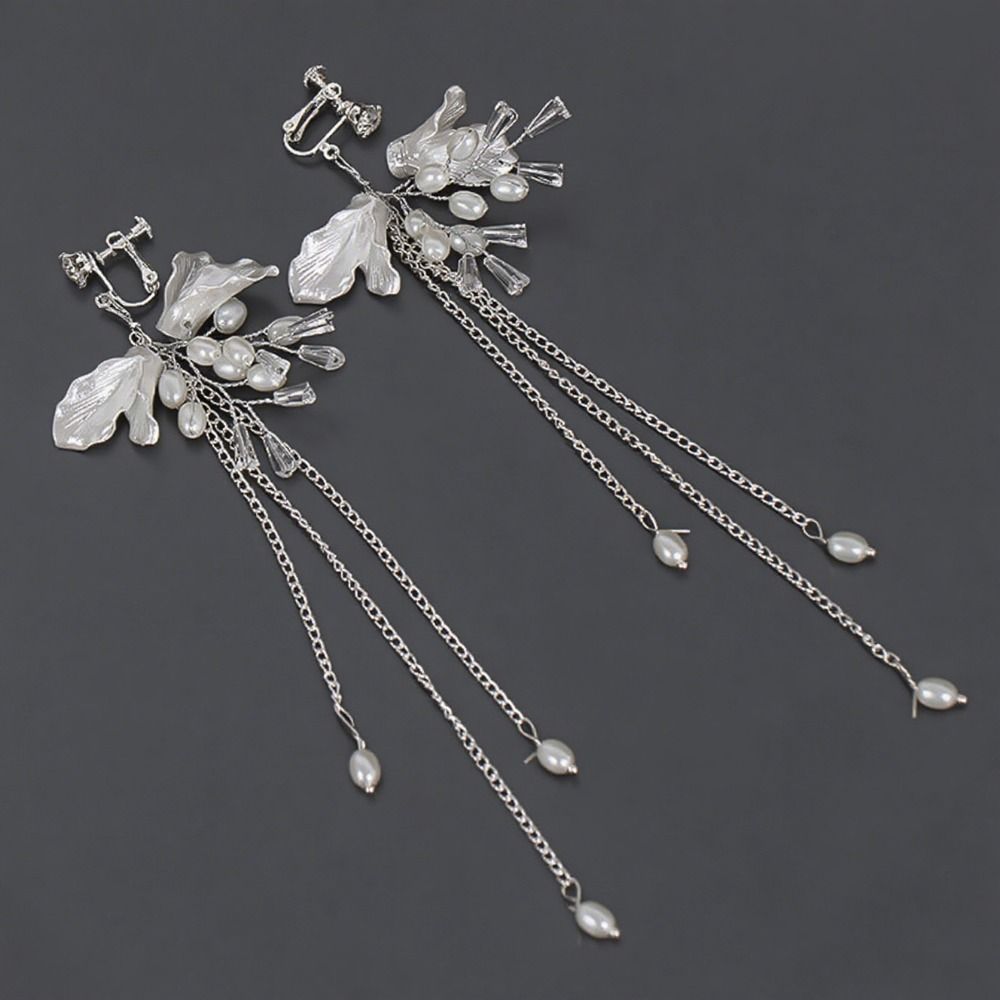 Handmade Bridal Headwear Earring Set Tassels Earring Flower Headbands  Female Decoration