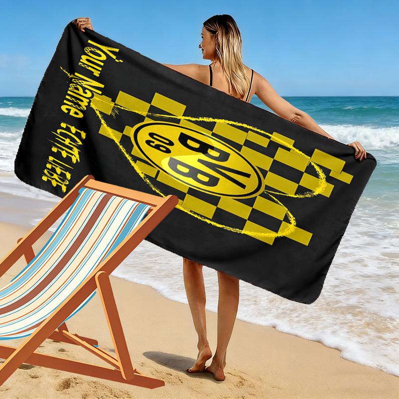 Asciugamano da Spiaggia con Stampa BVB Nome Personalizzabile, Grande Morbido Asciugamano ad Asciugatura Rapida per Spiaggia Campeggio Nuoto -HE193