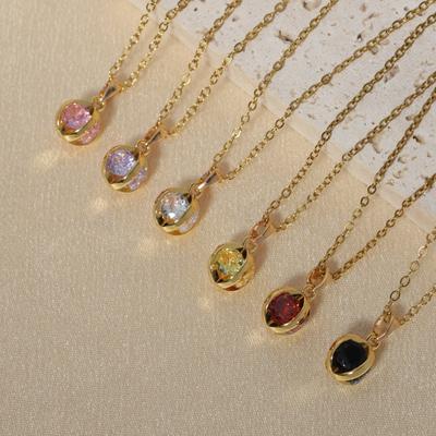 Simple Round Pendant Necklaces for Women Zirconia Necklace Wedding Party Jewelry Accessories
