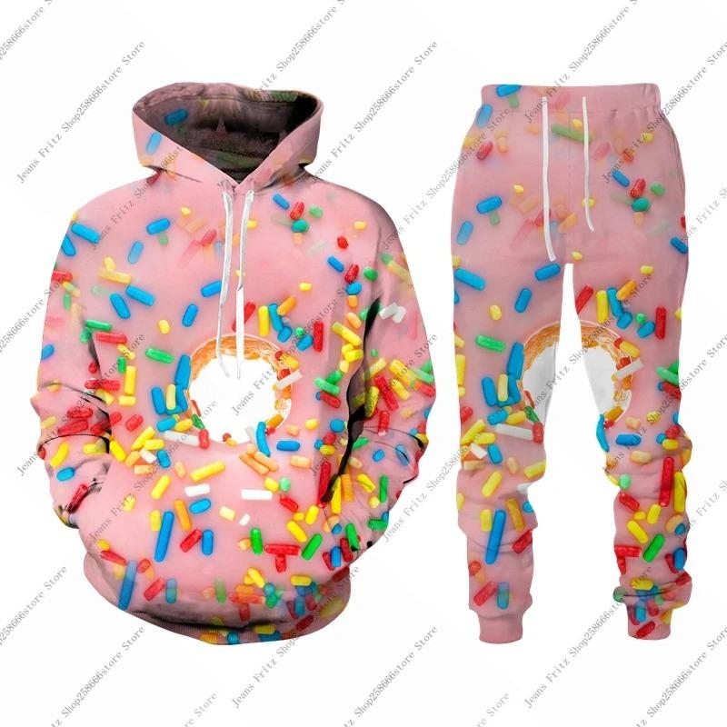 Hoodies Set Pizza Food Print Men Hoodies/Tracksuit Fashion Autumn Winter Clothing Suit Casual Long Sleeve Jogging Suits