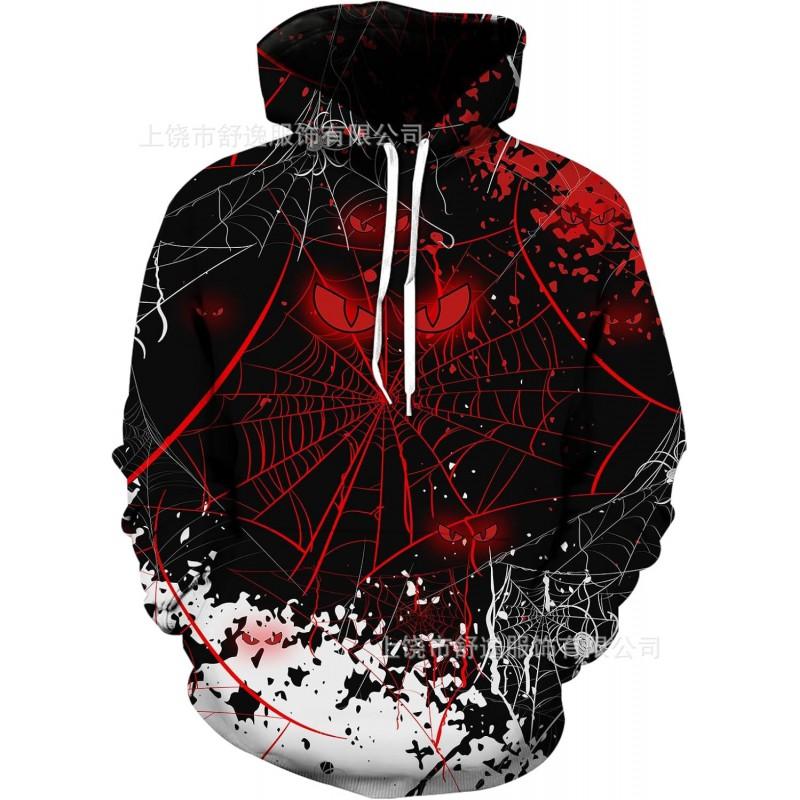 Mens Oversized Hooded Sweatshirt With Digital Print Casual Long Sleeve Top