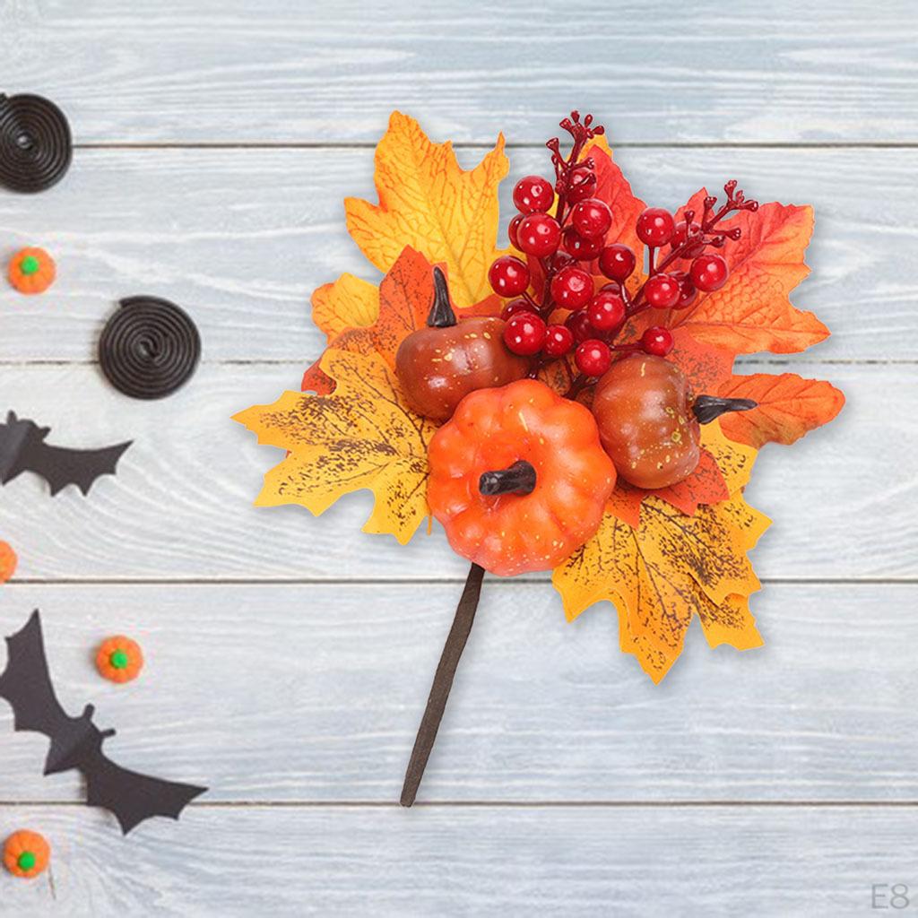 Artificial Maple Branches Vine Foliage with Pumpkin DIY Halloween Decor Kitchen Festival Table