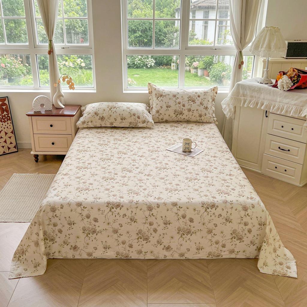 Active Print Pure Cotton Bed Sheets - Simple Style for Dormitory, Home, Single & Double Beds