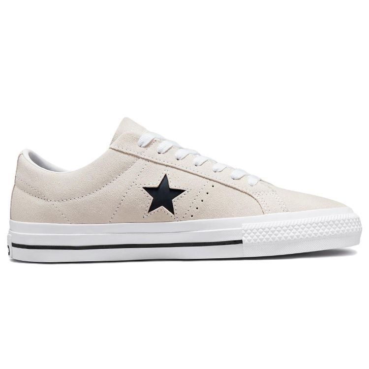 Converse One Star Pro Suede Low Egret White Unisex Sneakers Cream Black 172950C