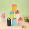 Mini Insulated Stainless Steel Tumbler With Straw - Pastel Color 350ml Vacuum Thermos Students On-the-Go Use