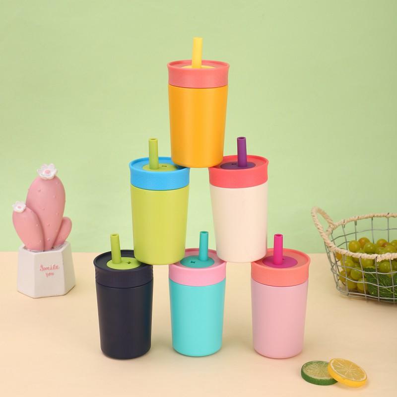 Mini Insulated Stainless Steel Tumbler With Straw - Pastel Color 350ml Vacuum Thermos Students On-the-Go Use