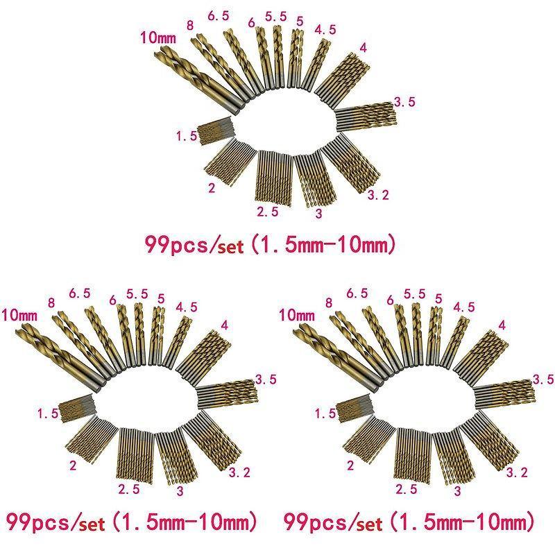99pcs Titanium Coated Hss High Speed Steel Twist Drill Bit Set With Premium Quality