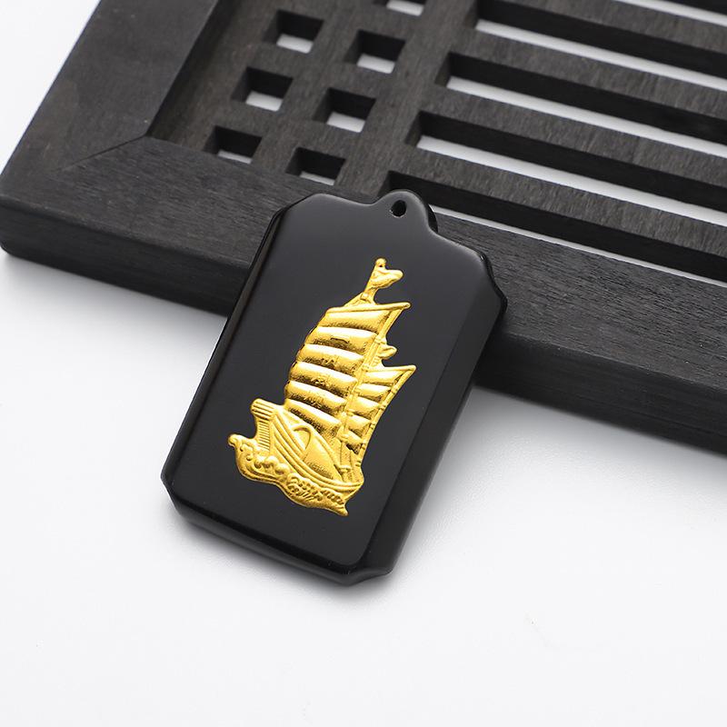 

Gold-Inlaid Jade Pendant: One Sail Smooth - Ideal Holiday Gift