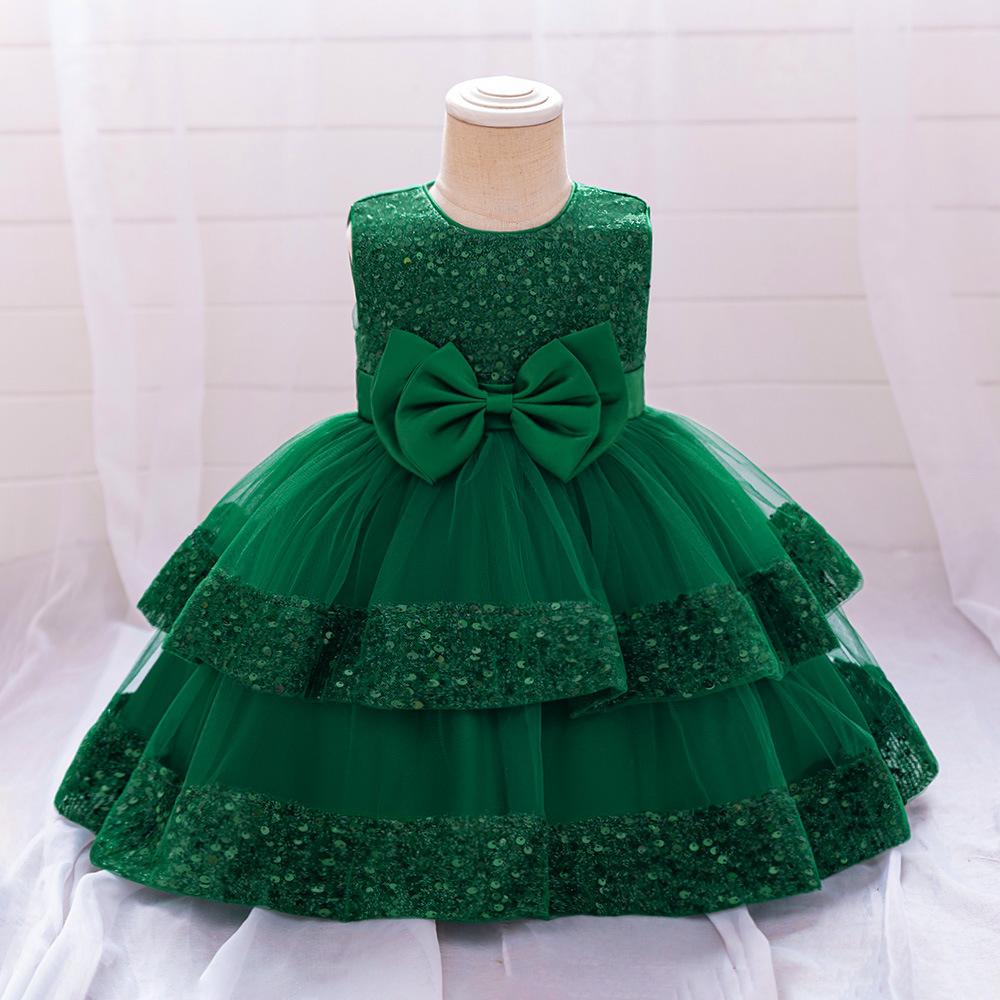 Girls Dress Wedding Newborn Baby Dress Christening Baptism Dresses with Cute Bow Toddlers Girl Birthday Party Ball Gown L2220