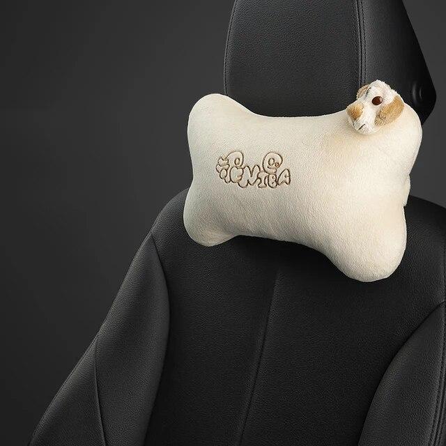 Universal Plush Car Neck Pillow Headrest Relief Neck Pressure Head Masssge Washable Cute Headrest Car Interior Supplies