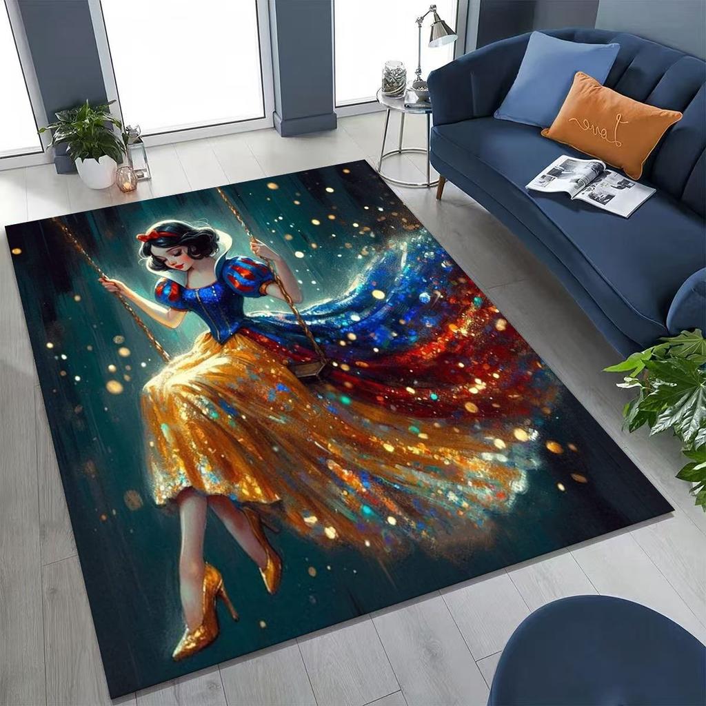 Snow White Princess Cartoon Fairy Tales Rug for Bedroom Living Room Sofa Home Doormat Decor, Large Kids Play Non-slip Floor Mat