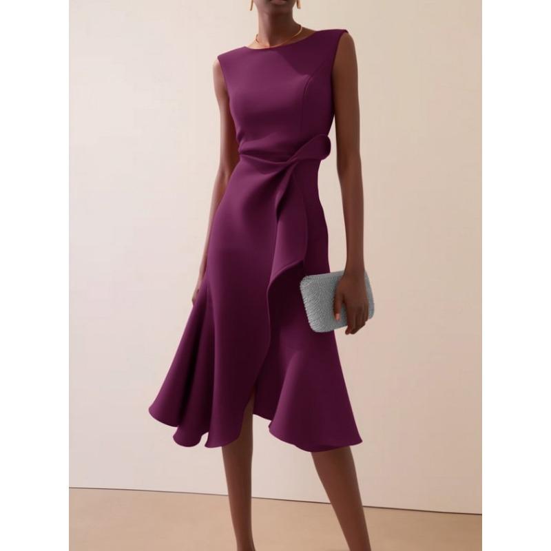 DAFIFY Dámská móda Léto Jaro Jednobarevný potisk Ležérní šaty bez rukávů s výstřihem do O s vysokým pasem