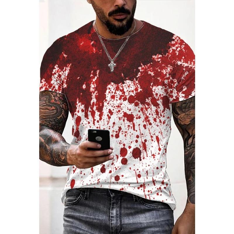 Halloween Problem Solved Bloody Graphic Men's T-Shirt For Men Clothing Short Sleeve Crew Neck Men Tops Horrible Tee Shirt Top
