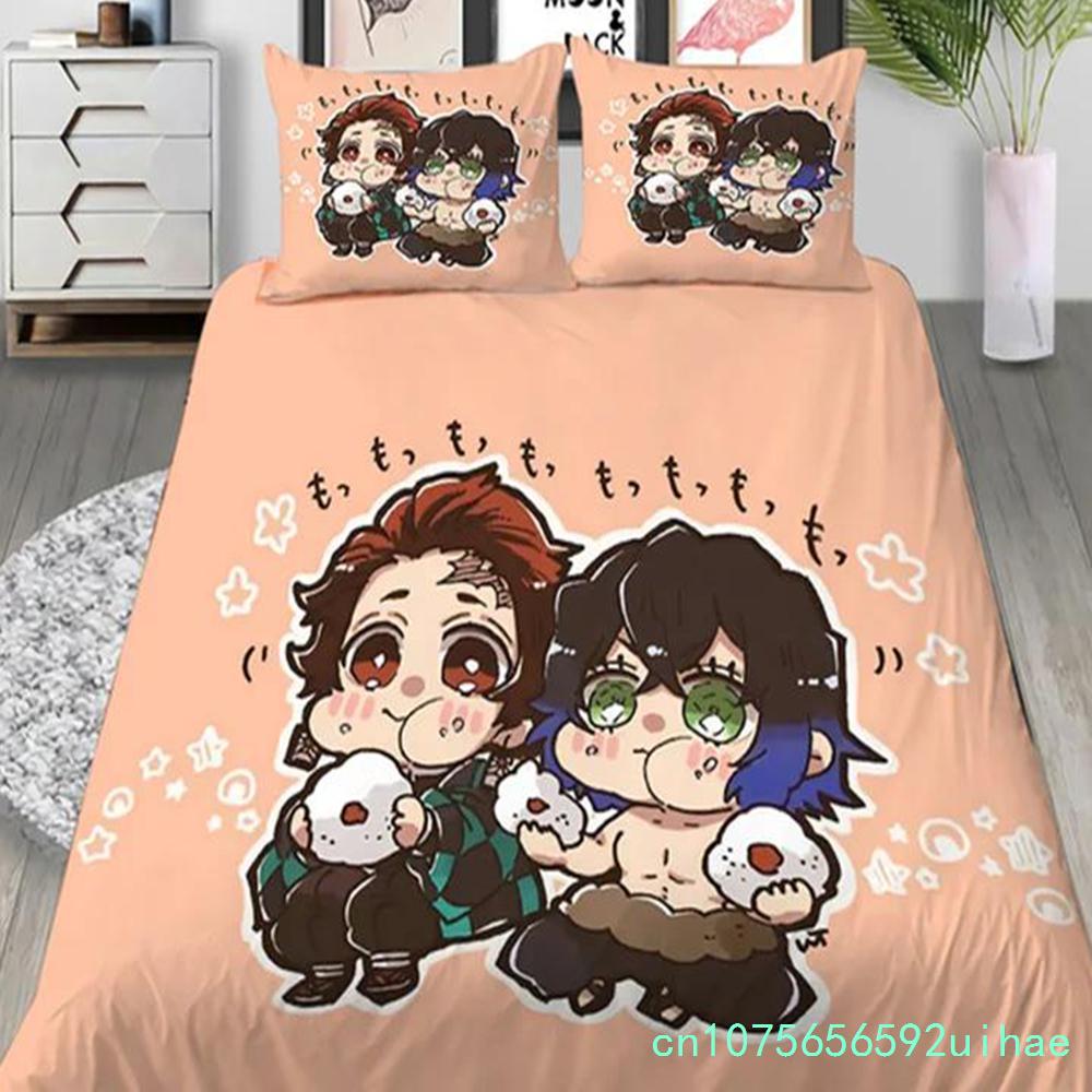 Anime Demon Slayer 3D Printed Duvet Case Pillowcase Bedding Set Twin Full Queen Size For Bedroom Decor