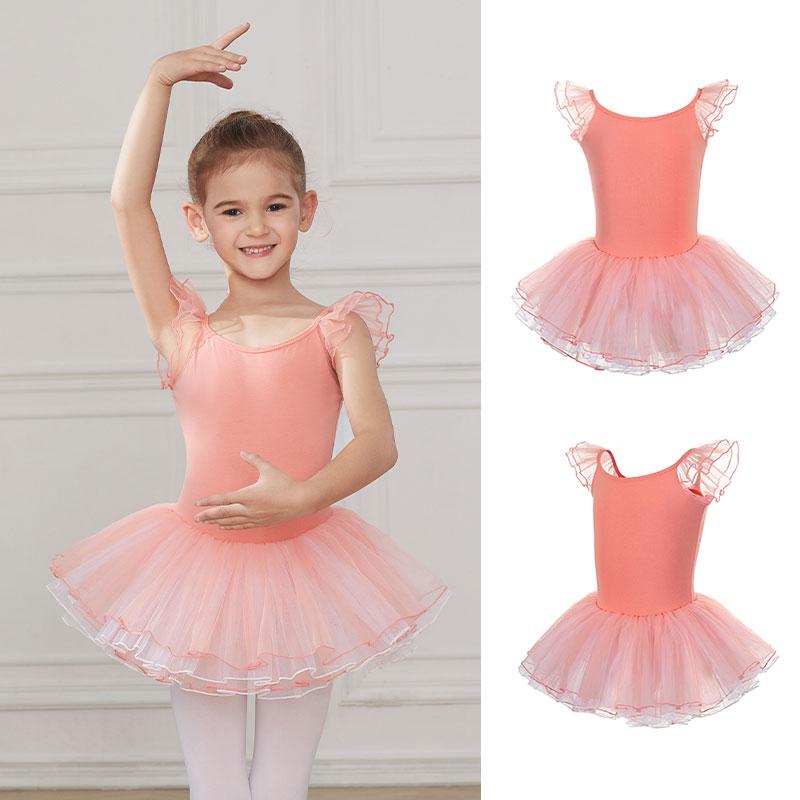 Girls Kids Ballet Tutu Skirts Dance Leotards Open Back Ballet Class Stage Performance Costumes