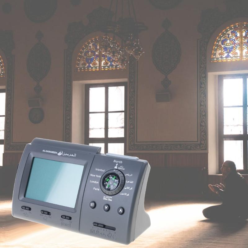 Muslim Table Clock for Prayers Multifunctional Clock with Adhan Alarm blah Direction LED Light Temperature Display