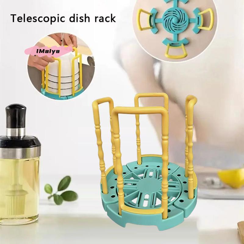 M-Portable Kitchen Dish Drying Rack Collapsible Bowl Holder Drainer Removable Tray for Compact Cabinet Organization