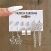 Silver Color Butterfly Earrings Set For Women Girls Vintage Pearl Circle Geometric Twist Hoop Earrings Trendy Jewelry Gifts