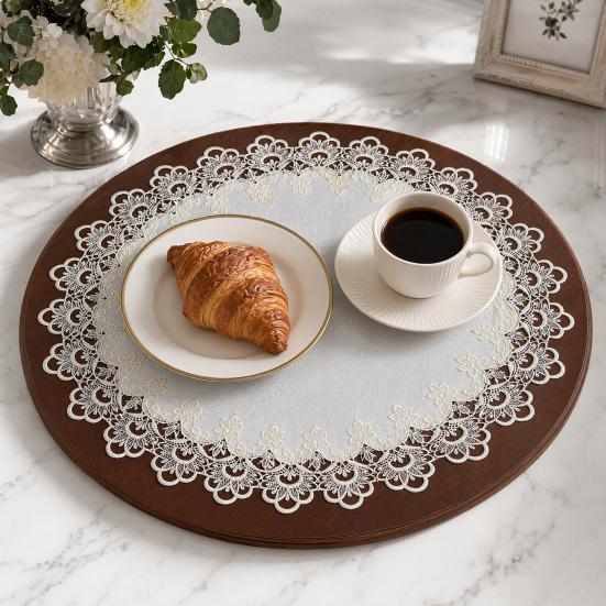 White Lace Placemat, Foldable Soft Anti-Wrinkle Table Mat, Heat Resistant Non-Yellowing Durable Dining Table Protector for Home Decor