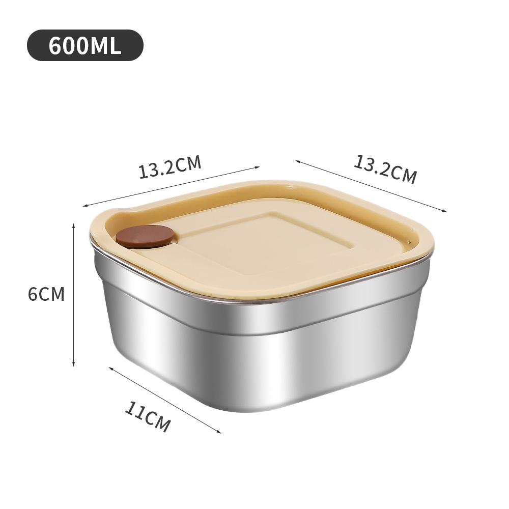 Square Lunch Box with Lid 304 Stainless Steel Sealed Bento Lunch Box Fruit Salad Food Container For Student Office Worker