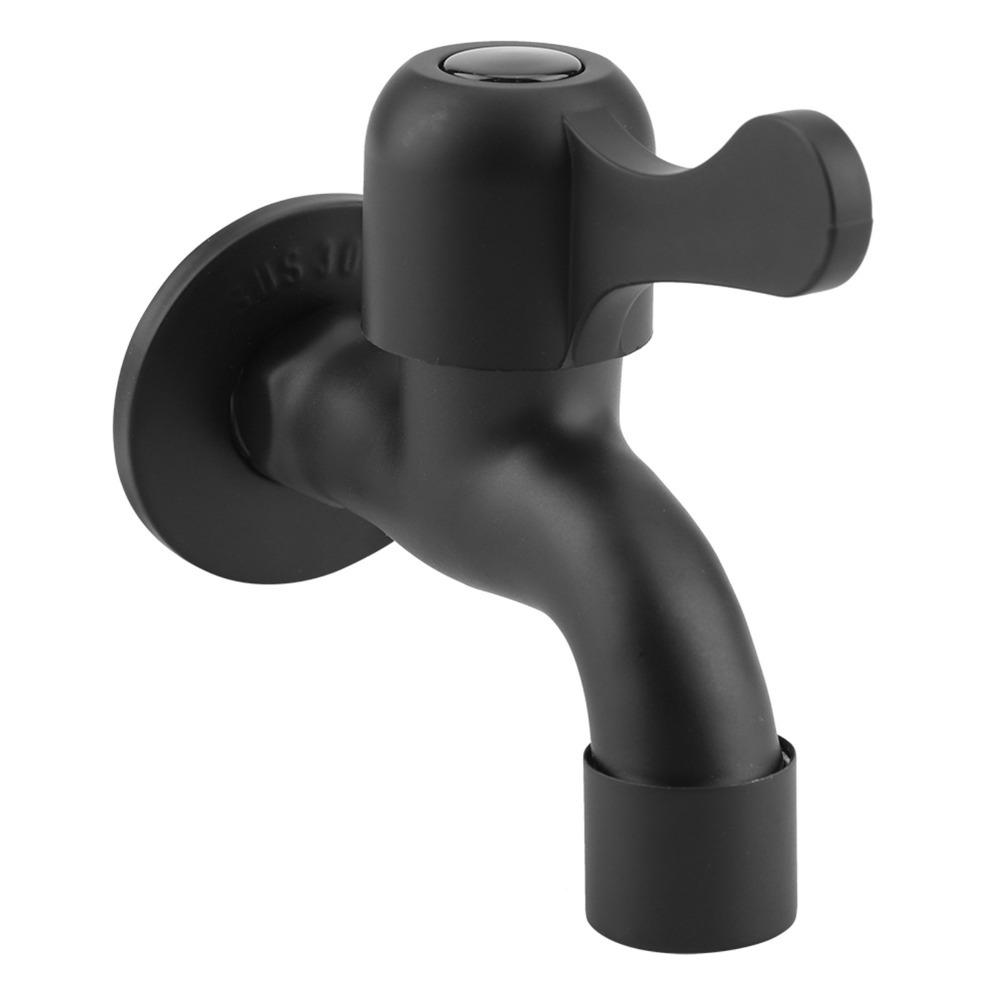 Wall Mount Water Faucet Black Faucet Sturdy Water Tap Balcony Mop Pool