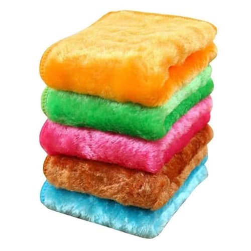 FUMAJIS [Set of 5 In 5 Colors] Miraculous Cloths That Remove Oil and Soy Sauce Stains with Just Water. Thick, Absorbent, Quick-Drying Cloths for Wipin