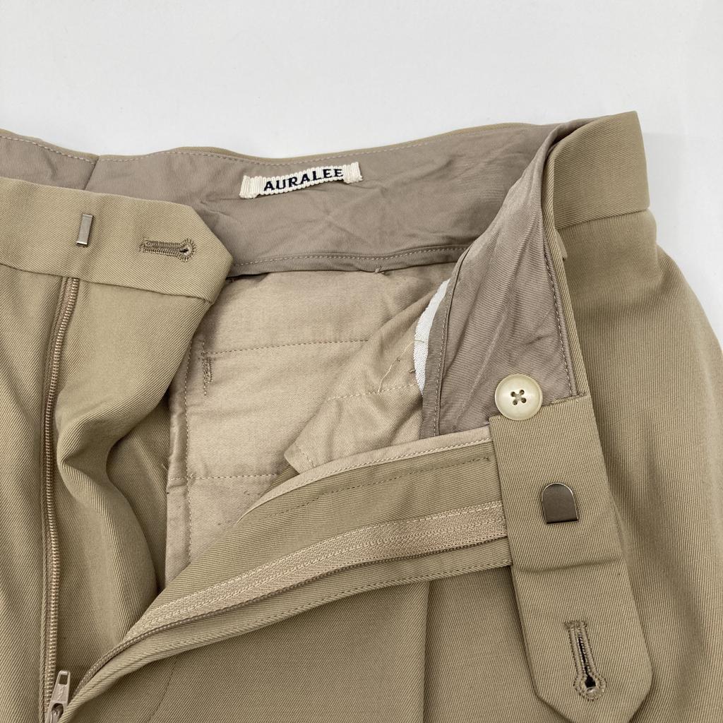 AURALEE A22AP02MG Two-Tuck Gabardine Slacks Bottoms 5 BeigeUsed