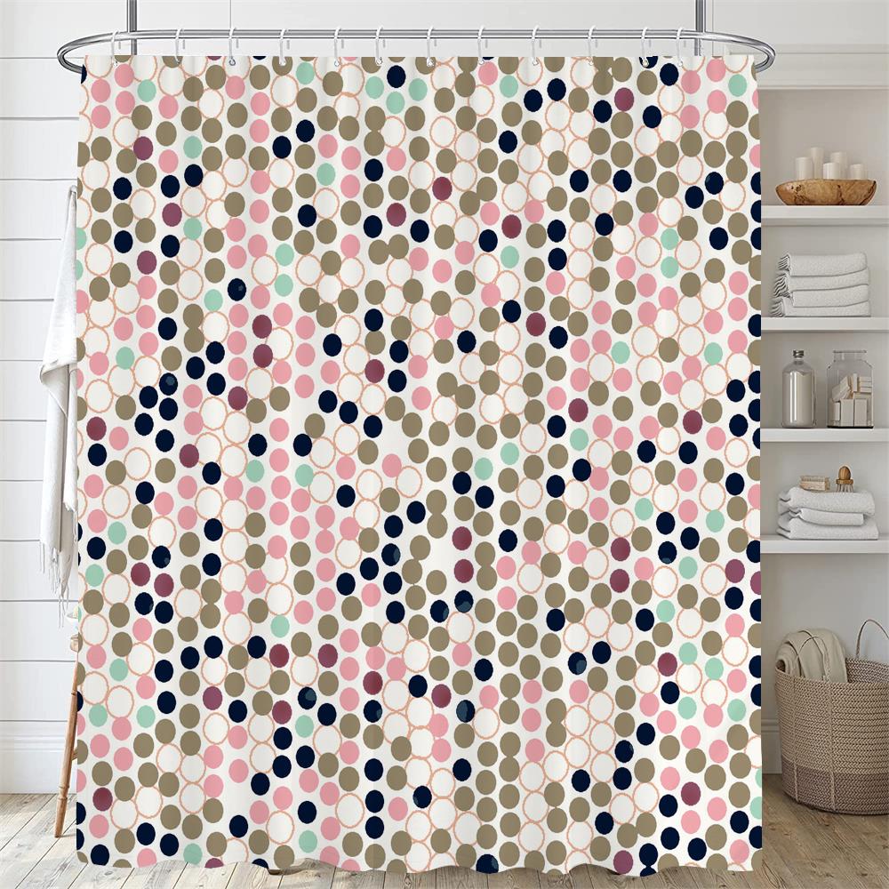 

1 pack of print shower curtain polyester cloth modern geometry pattern bathroom curtains with hooks Home decoration curtain W90xH180cm
