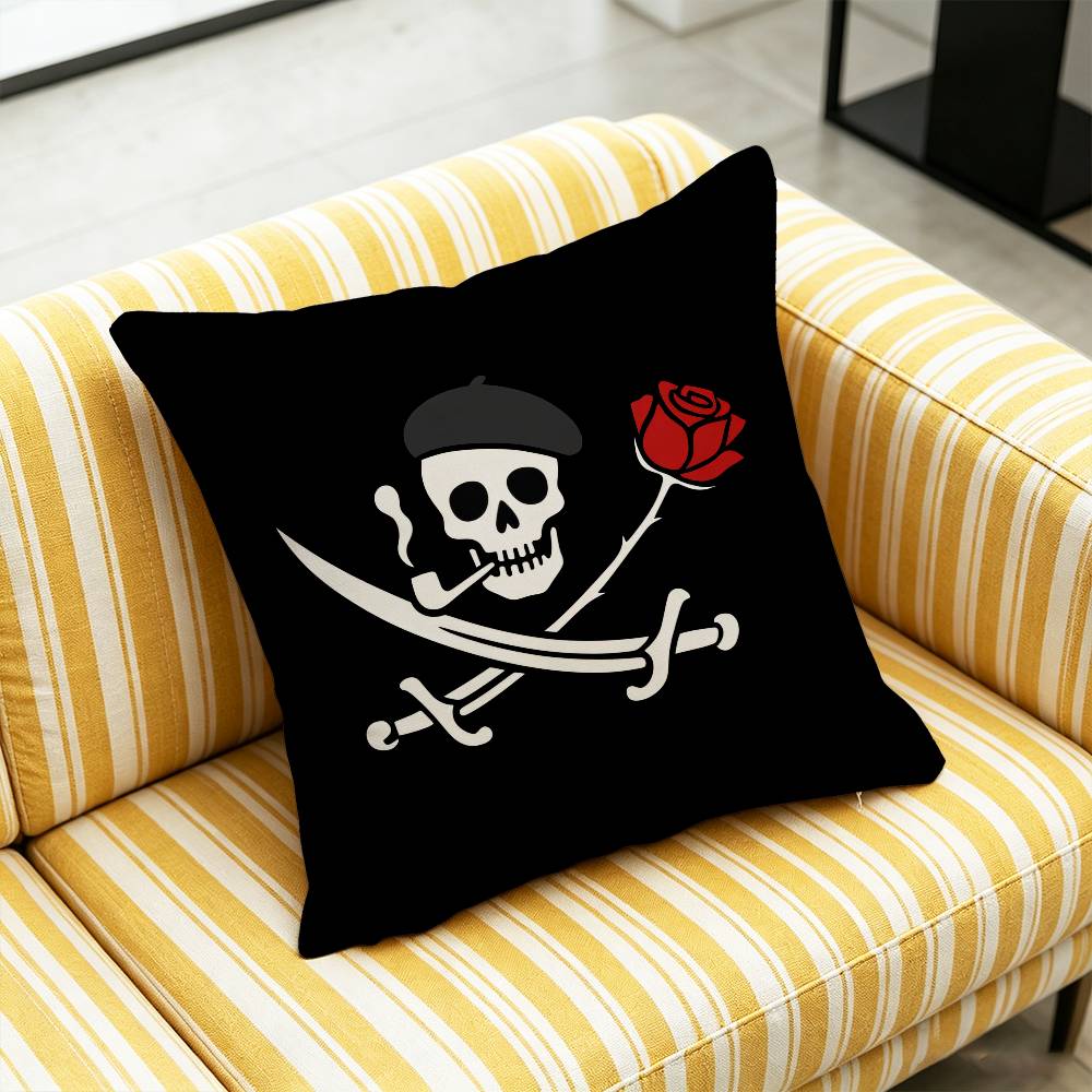 For Fish Cat Skull Pirate Jack Rackham Jolly Roger Throw Pillow Cover Case Custom Decorative Pillowcase Accent Cushion Covers
