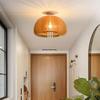 Stairwell Retro Japanese Solid Wood Pumpkin Pendant Light for Bedroom or Study