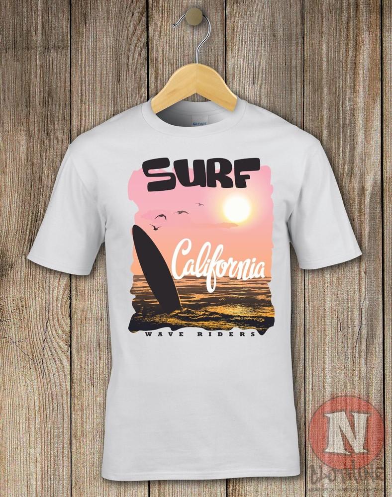 Surf California t-shirt big wave beach vacation wave riders