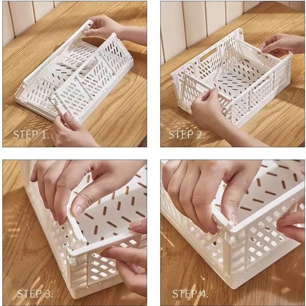 File Storage Collapsible Foldable Storage Crate Stackable INS Drawer Organizer Case Plastic S/M/L Pastel Crates Bedroom Decor