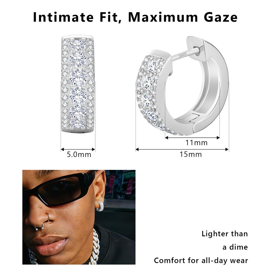 14K Gold Plated 925 Sterling Silver Cool Cubic Zirconia Cuban Link Chains Hoops Women Jewelry Birthday Gift Hoop Earrings Men