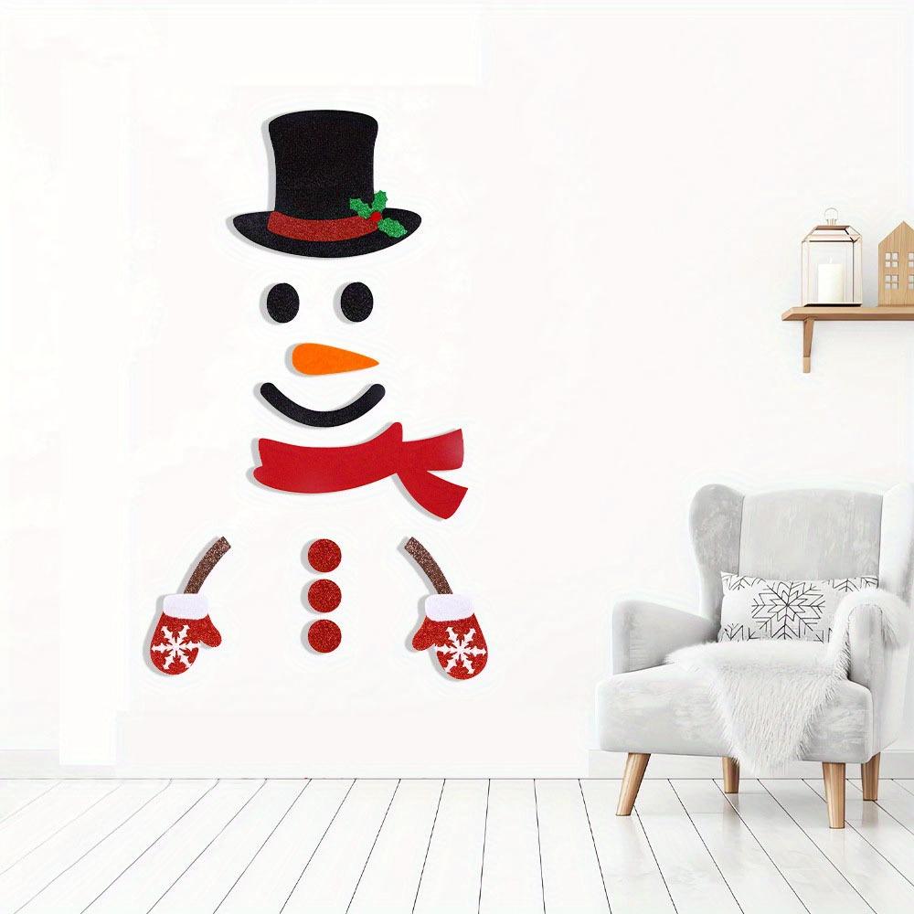 DIY Felt Snowman Christmas Door Stickers - Removable Wall Clings for Festive Home & Window Decor