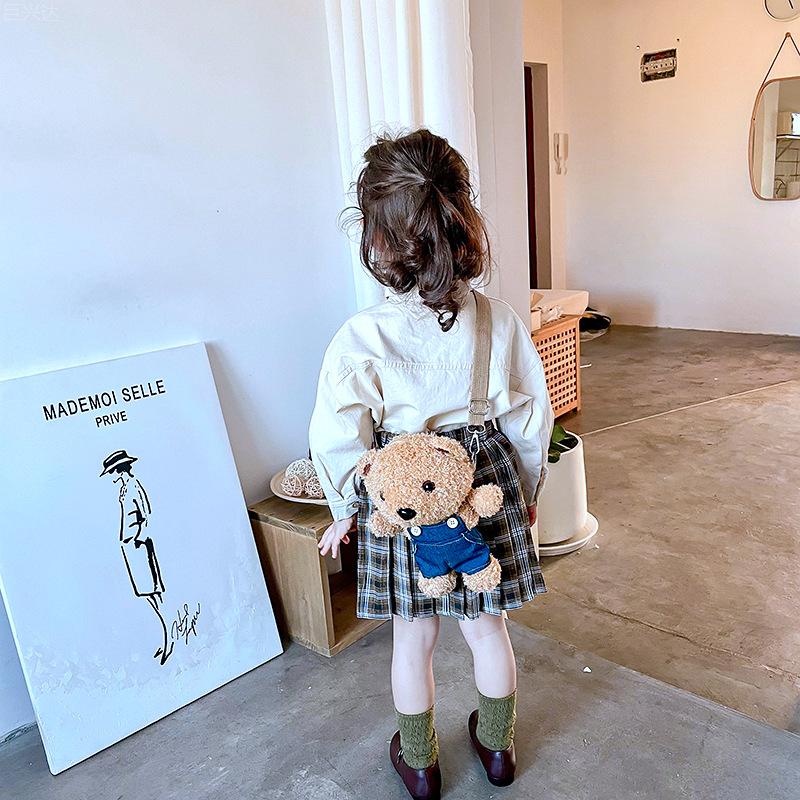 Children's Small Bag Cartoon Cute Bear Doll, Mobile Phone Change Single Shoulder Crossbody Bag