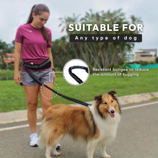 Bond Dog Running Leash Hands Free with Pouch, Hands Free Leash for Large Dogs, Pet Lead Running Belt for Walking & Canicross Belt, Includes Waist